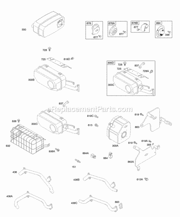 Page H Diagram and Parts List for 305440-1409-E1  Briggs and Stratton Engine